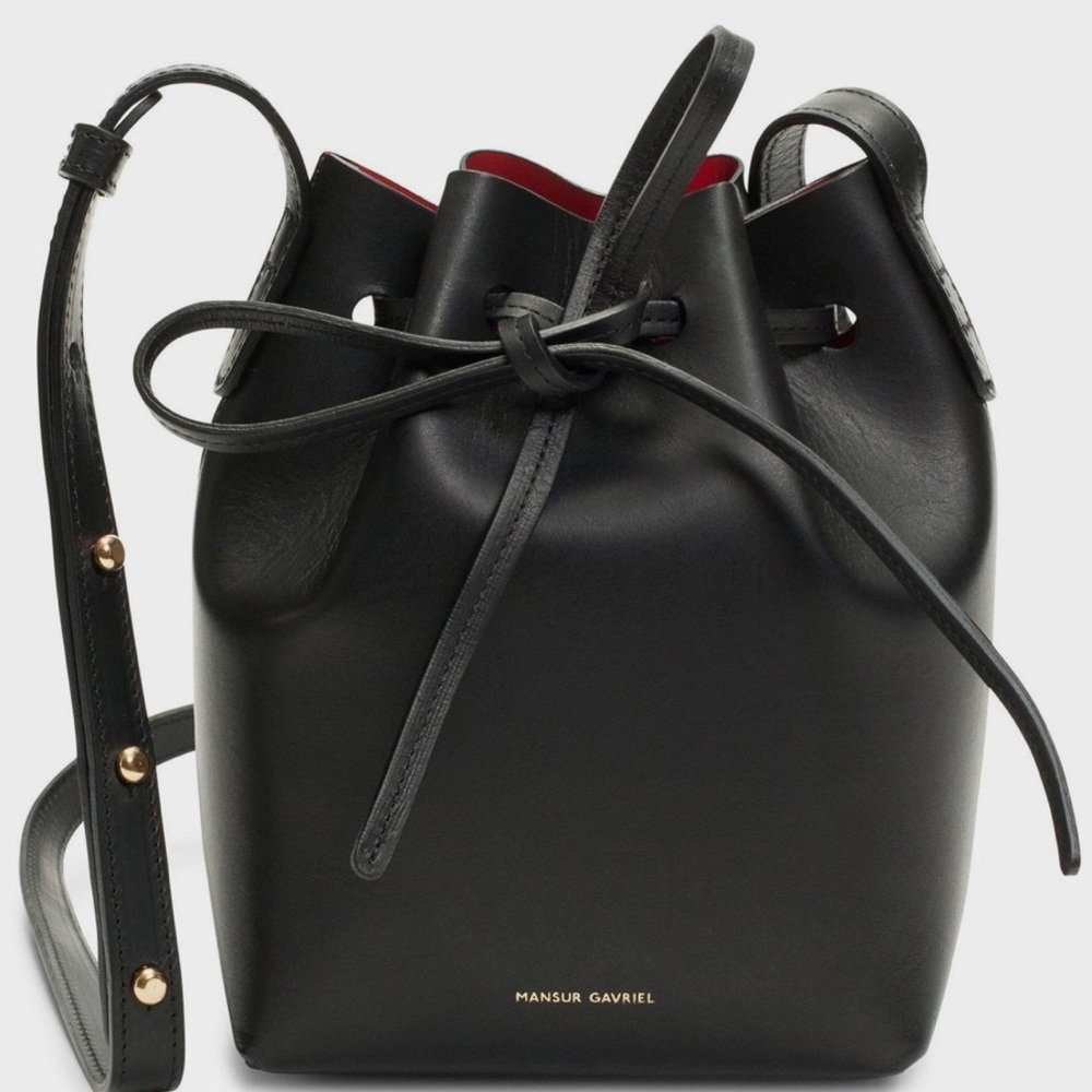 Mansur Gavriel Black Flamma Leathet Bucket Bag